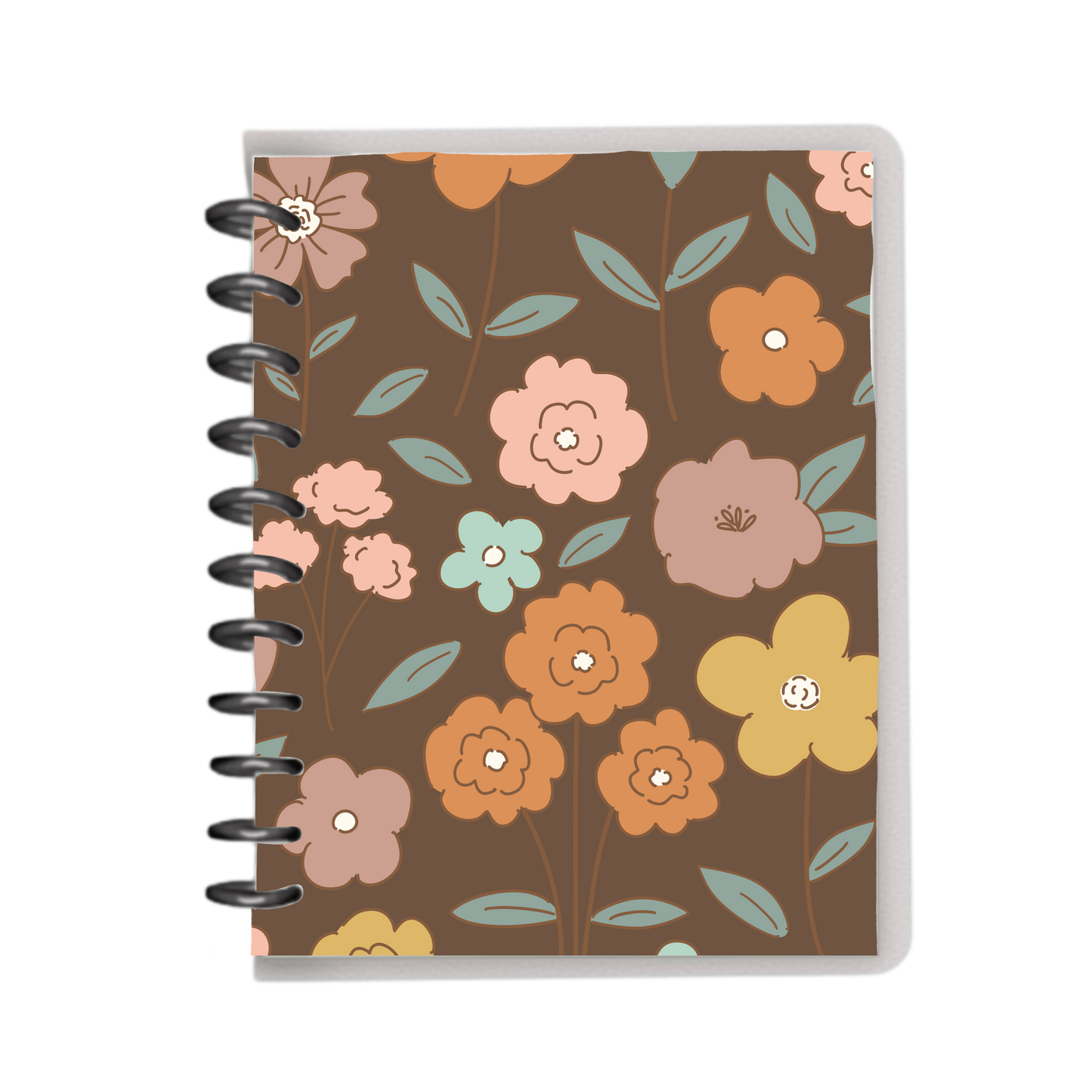 Dark brown large florals