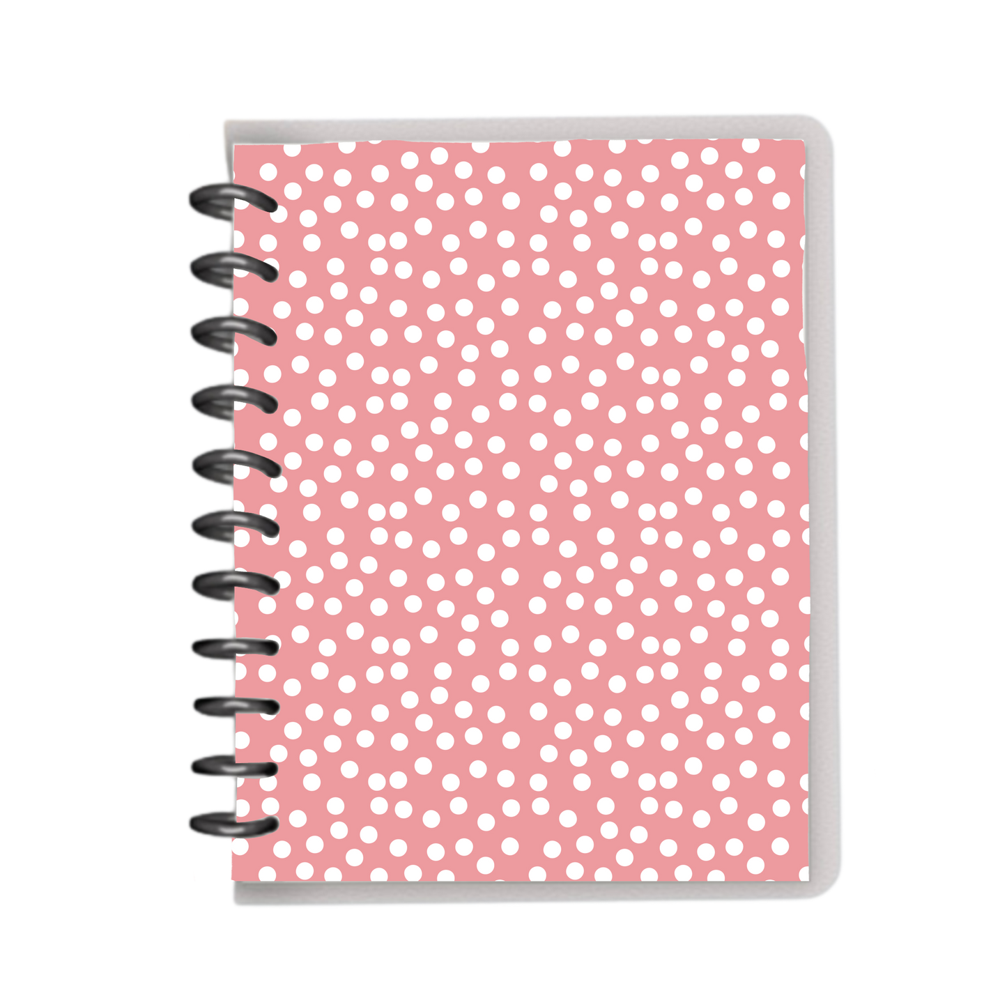 Pink and white polka dotted notebook