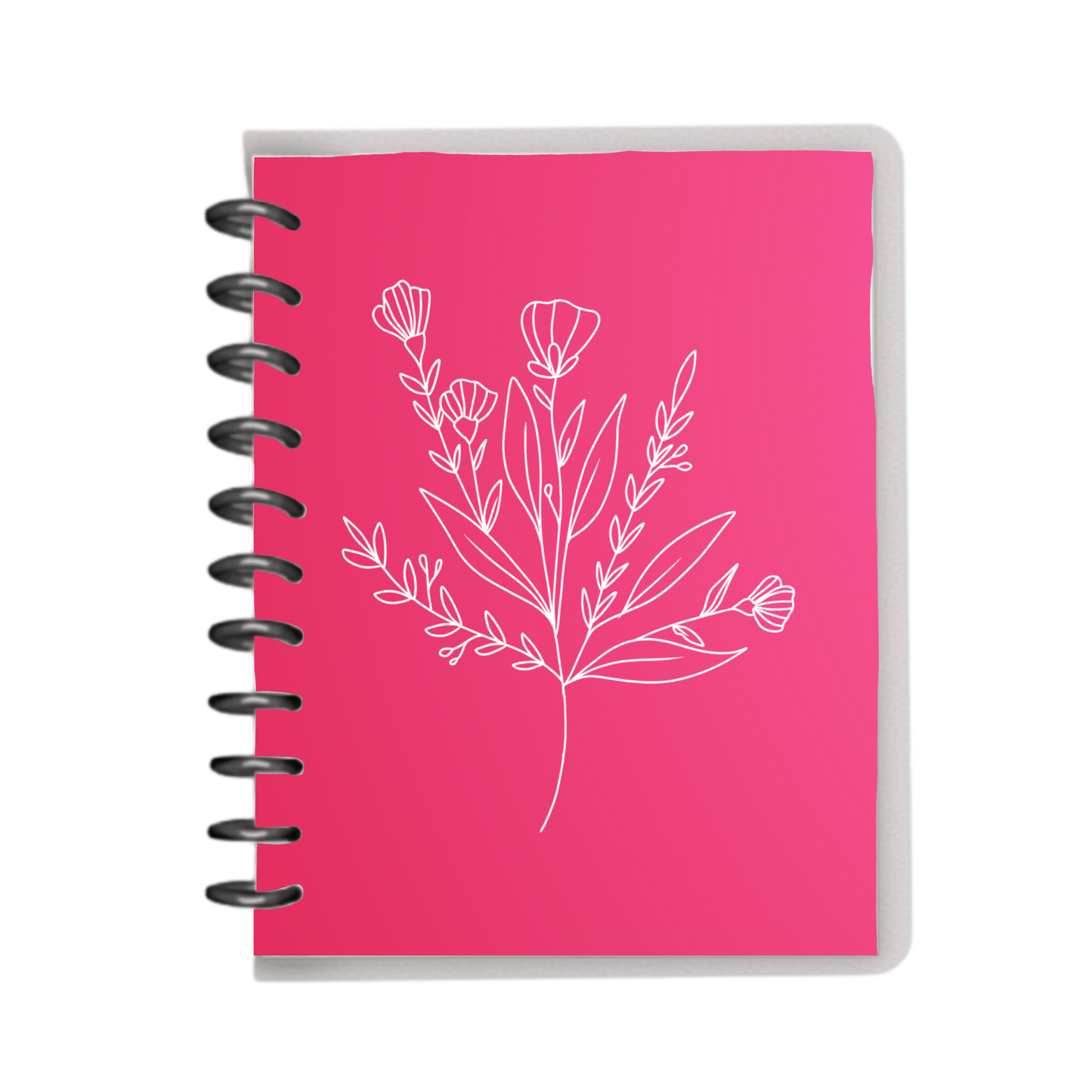 Pink and white wildflower hand drawn doodled notebook