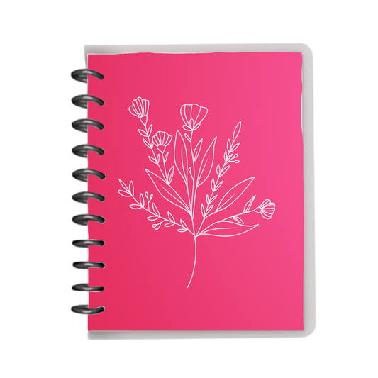 Pink and white wildflower hand drawn doodled notebook