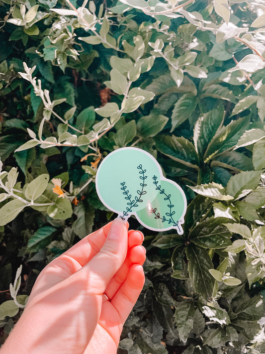 Mint green floral sticker minimalist