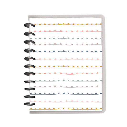 White colorful lined dotted notebooks