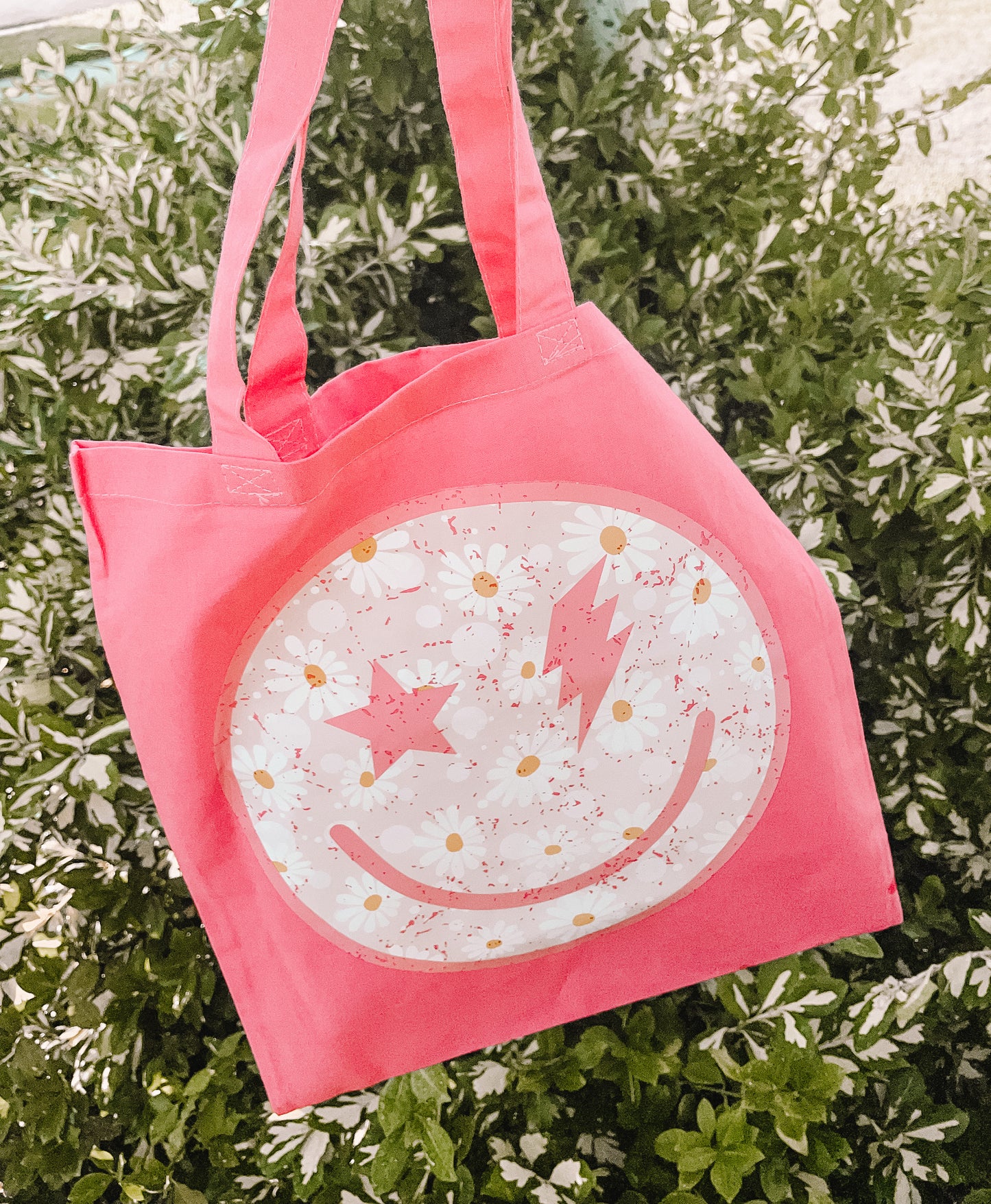 Pink Smiley tote bag