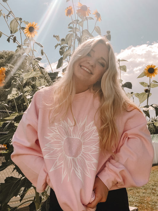 Pink Sunflower Crewneck