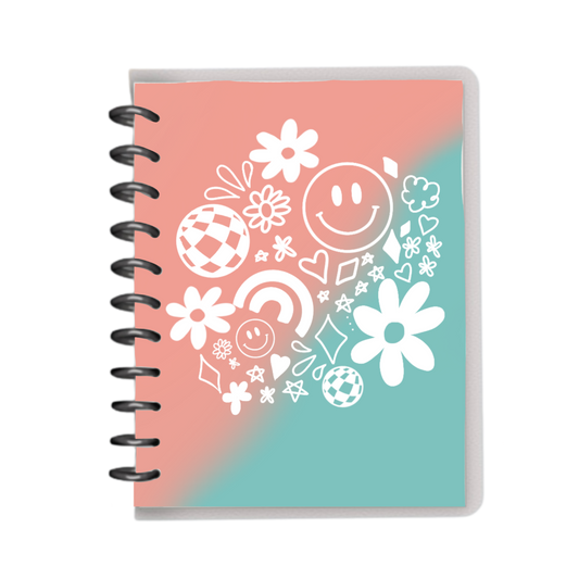 Doodle smiley face design notebook