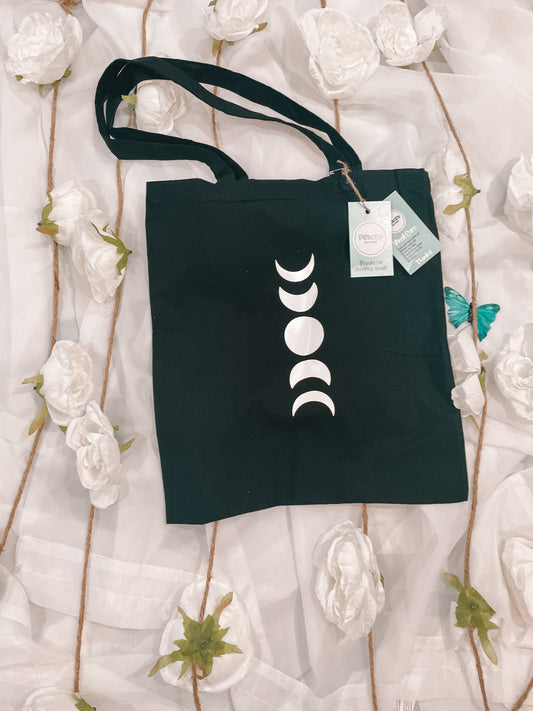 Black and White Moon Phase Tote Bag