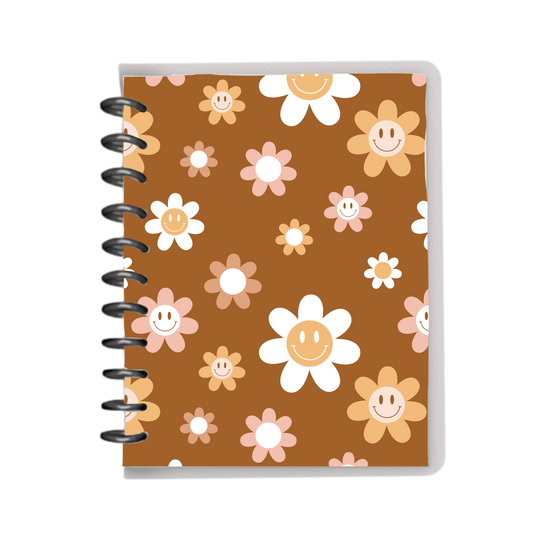 Warm trendy smiley flowers notebook