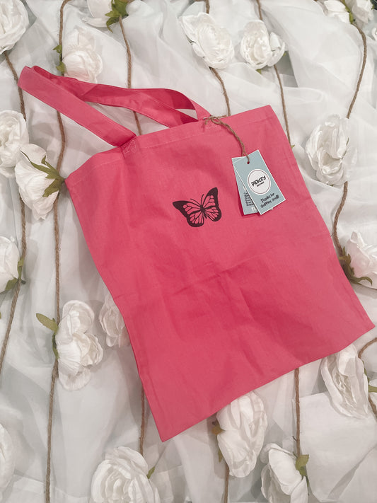 Pink Butterfly Tote Bag