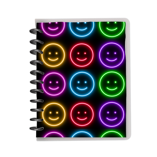 Neon smiley cover notebook