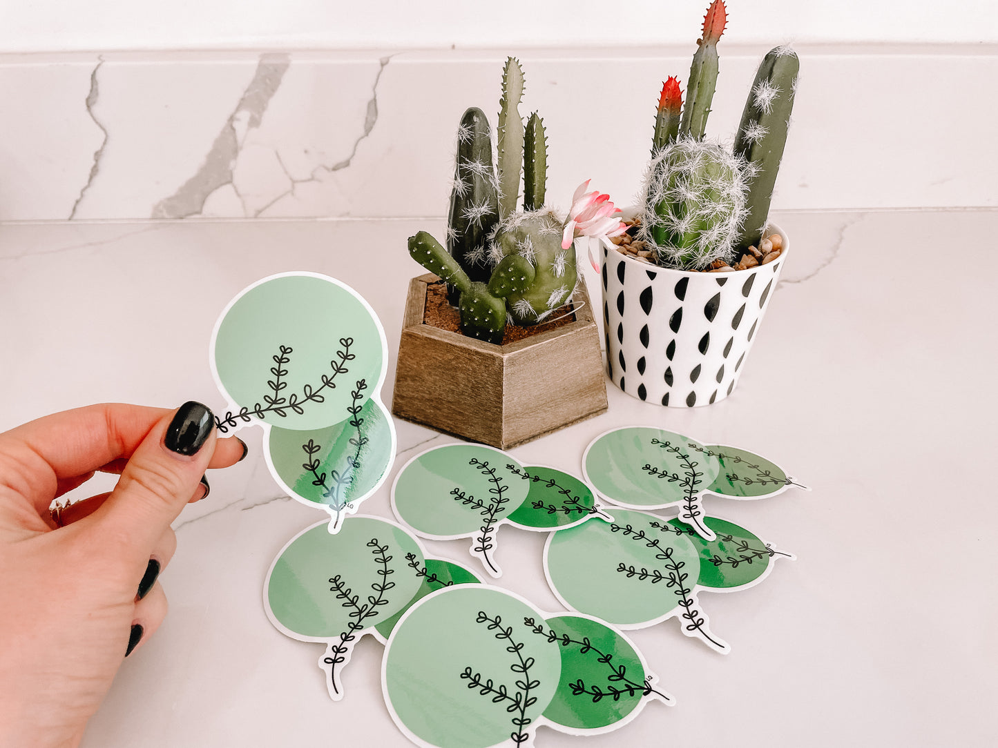 Mint green floral sticker minimalist